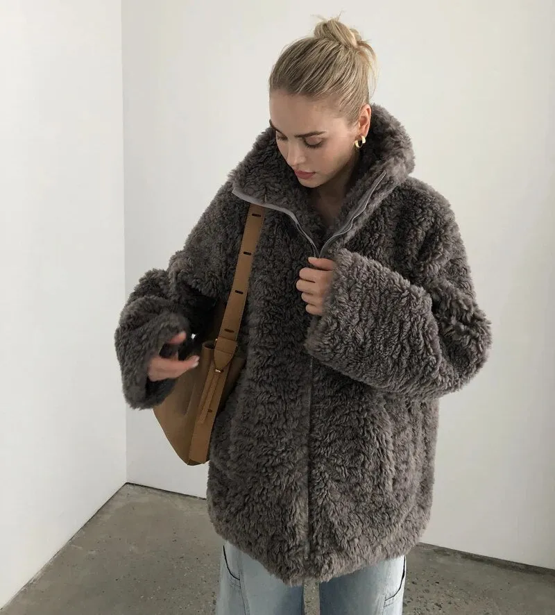 2023 Fall / Autumn Women Casual Faux Fur Coat and Jacket