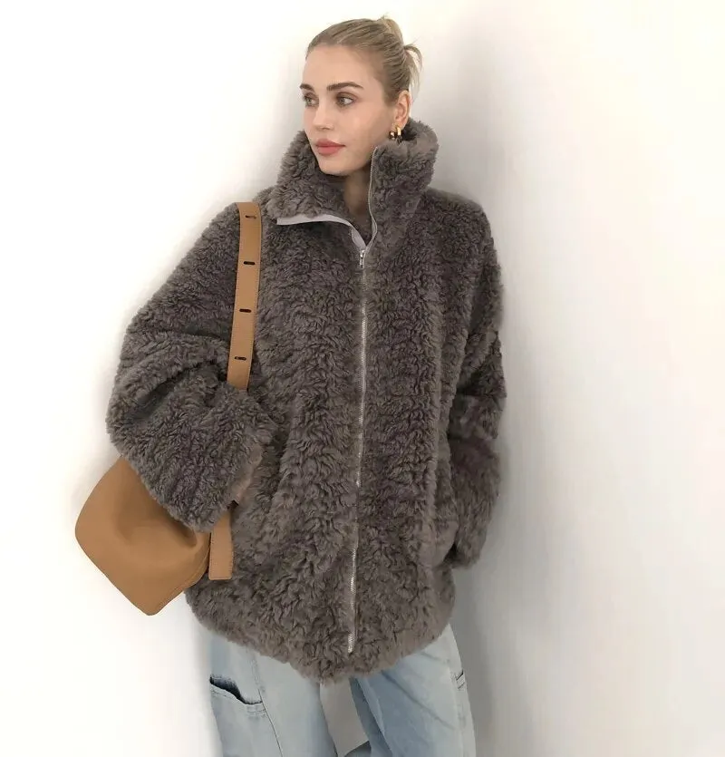 2023 Fall / Autumn Women Casual Faux Fur Coat and Jacket