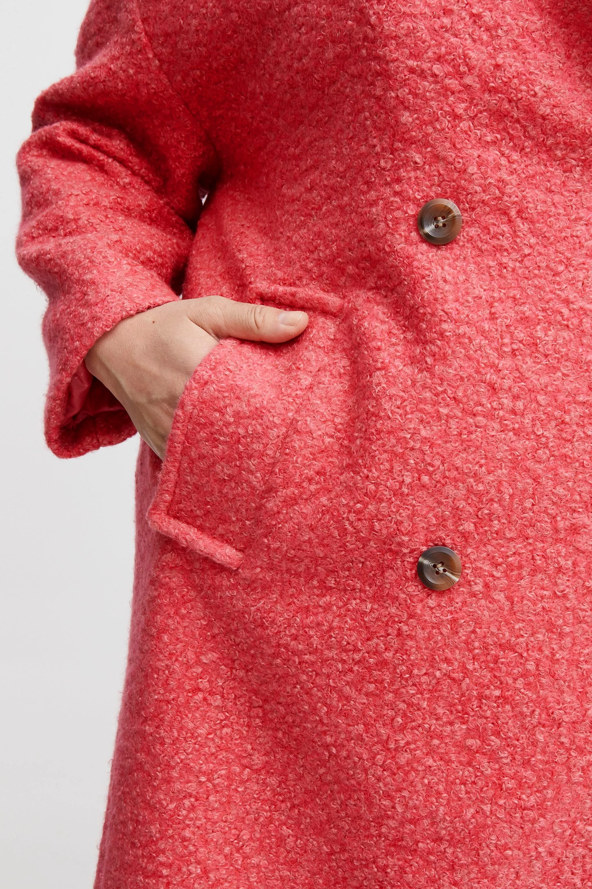 2399- Oversize Teddy Coat- Coral- Fransa Plus