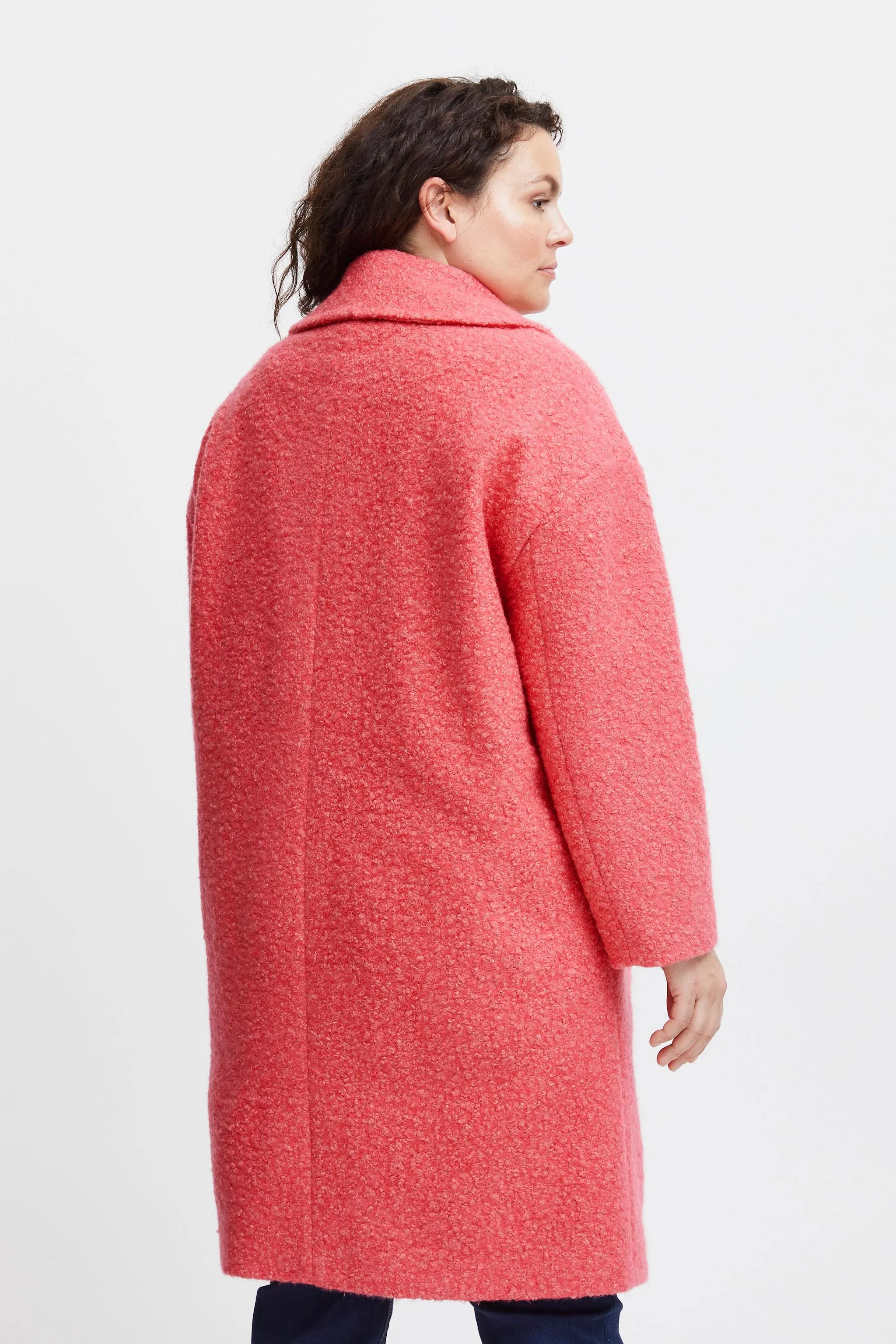 2399- Oversize Teddy Coat- Coral- Fransa Plus