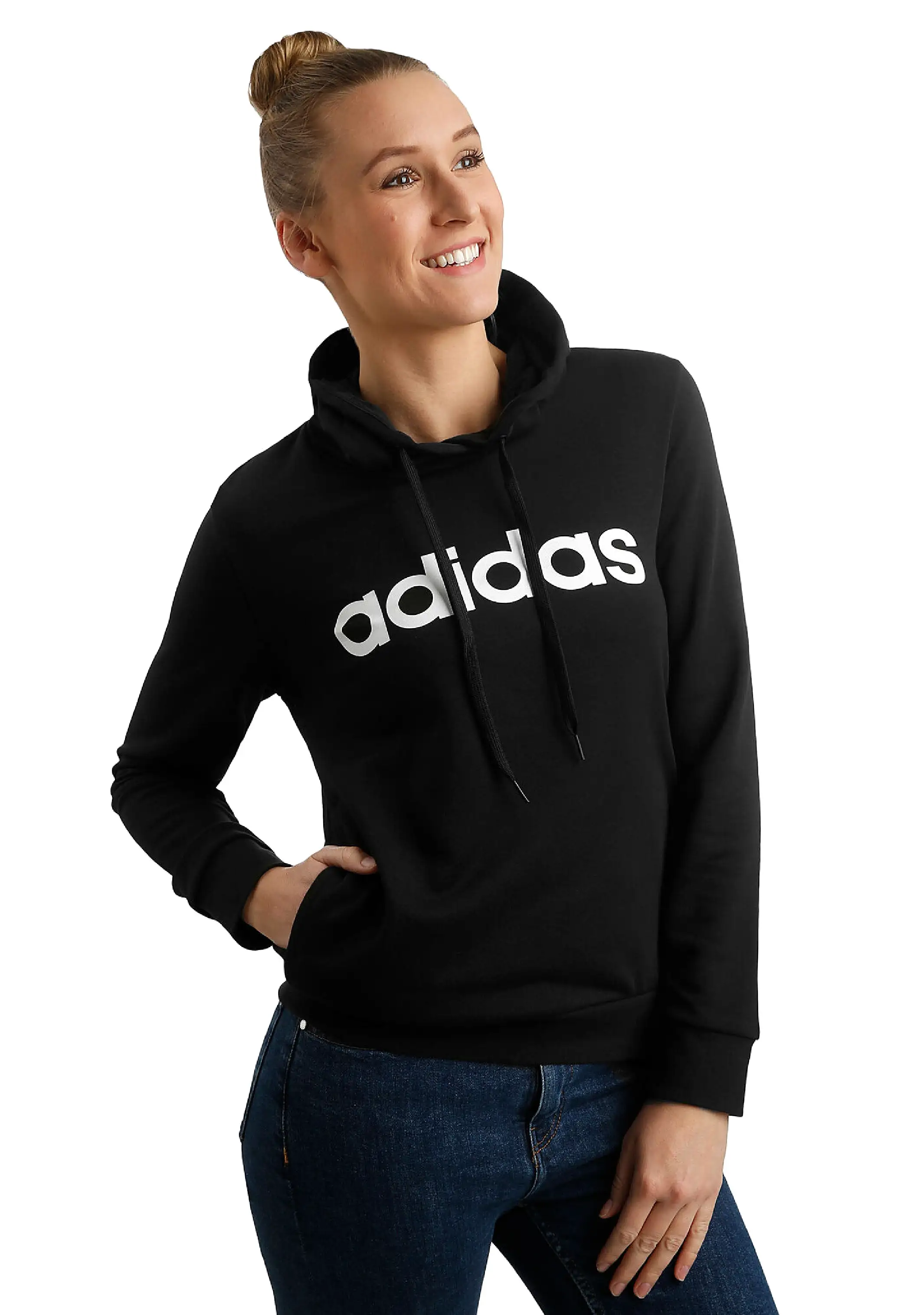 Adidas Womens Essentials Linear Cotton Hoodie Full Length <br> DP2364