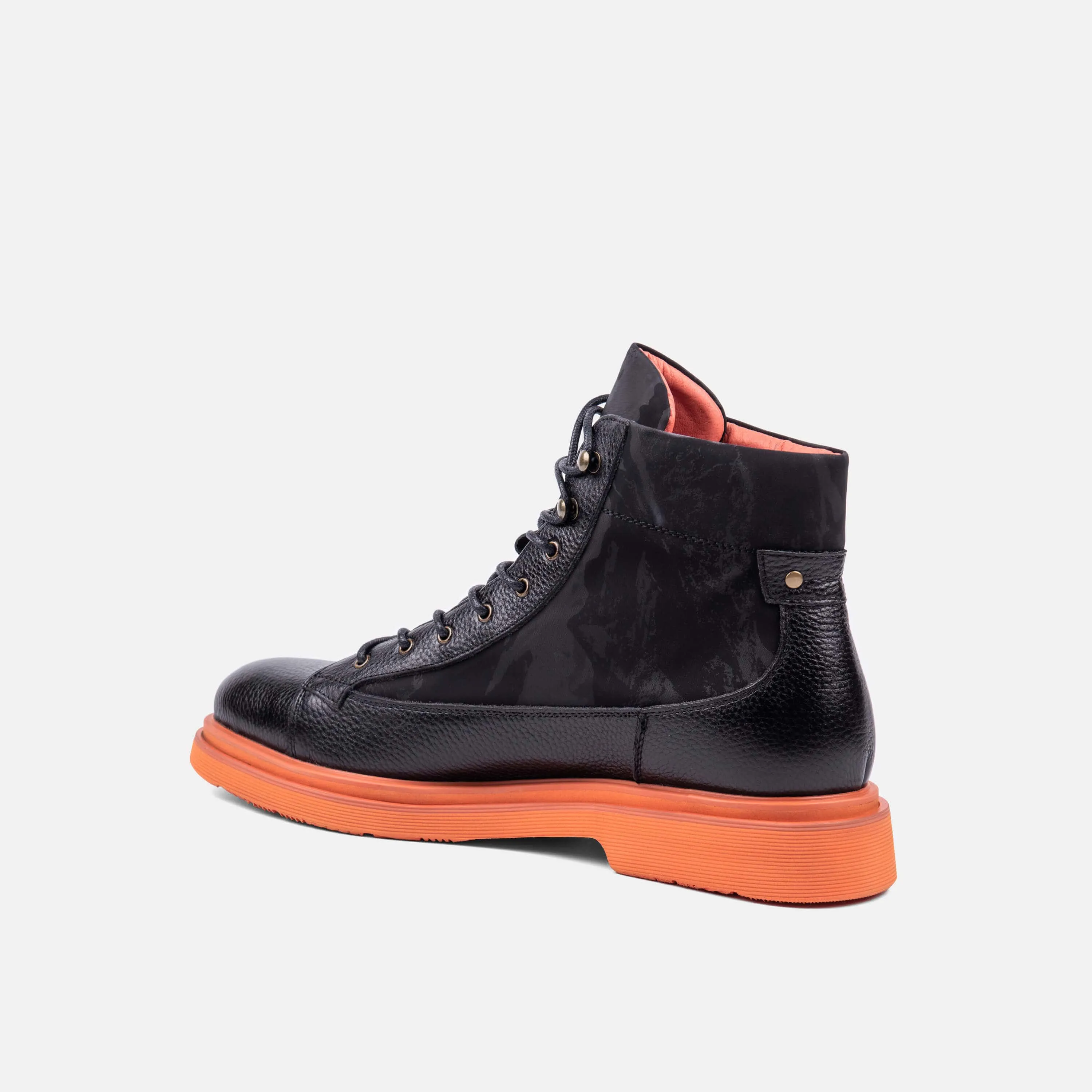 Aiden Onyx/Orange Leather Combat Boots