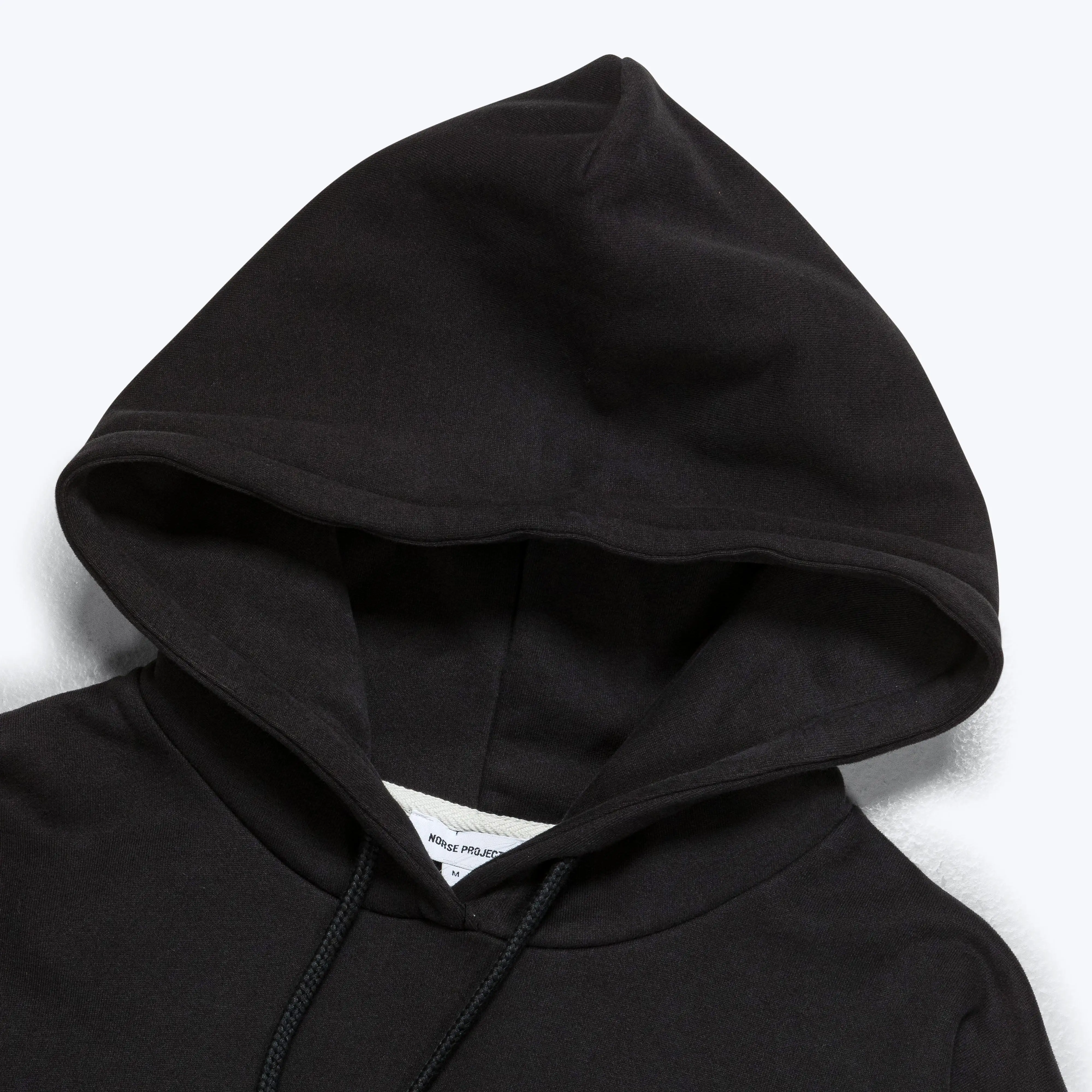 Arne Relaxed Organic Brushed Fleece N Logo Hoodie - Black