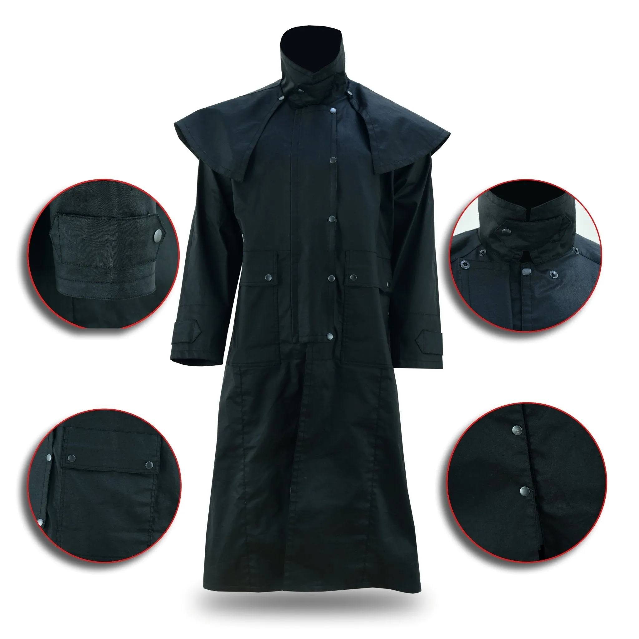 Black Unisex Duster Waterproof Long Coat Countrywear