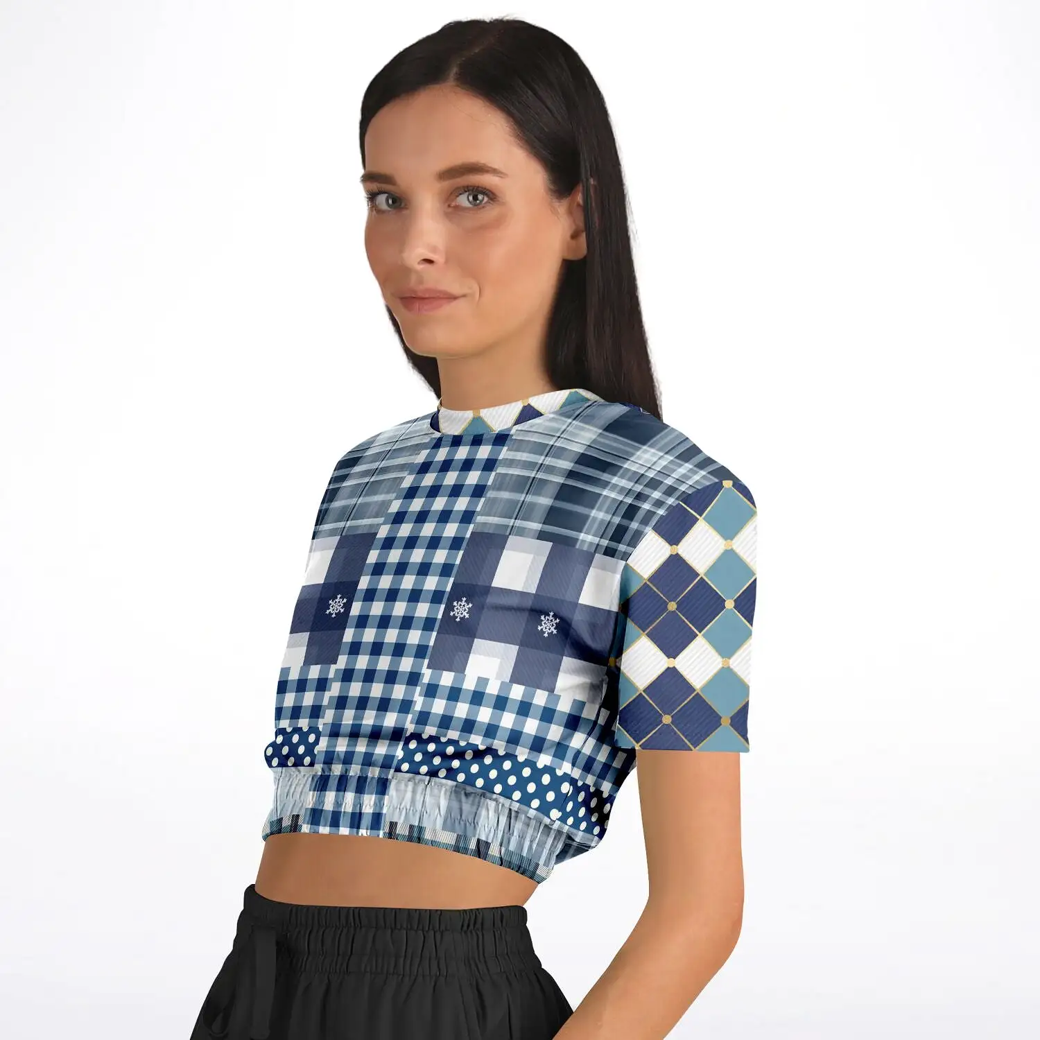 Blue Diamond Phillips Short Sleeve Cropped Eco-Poly Sweater