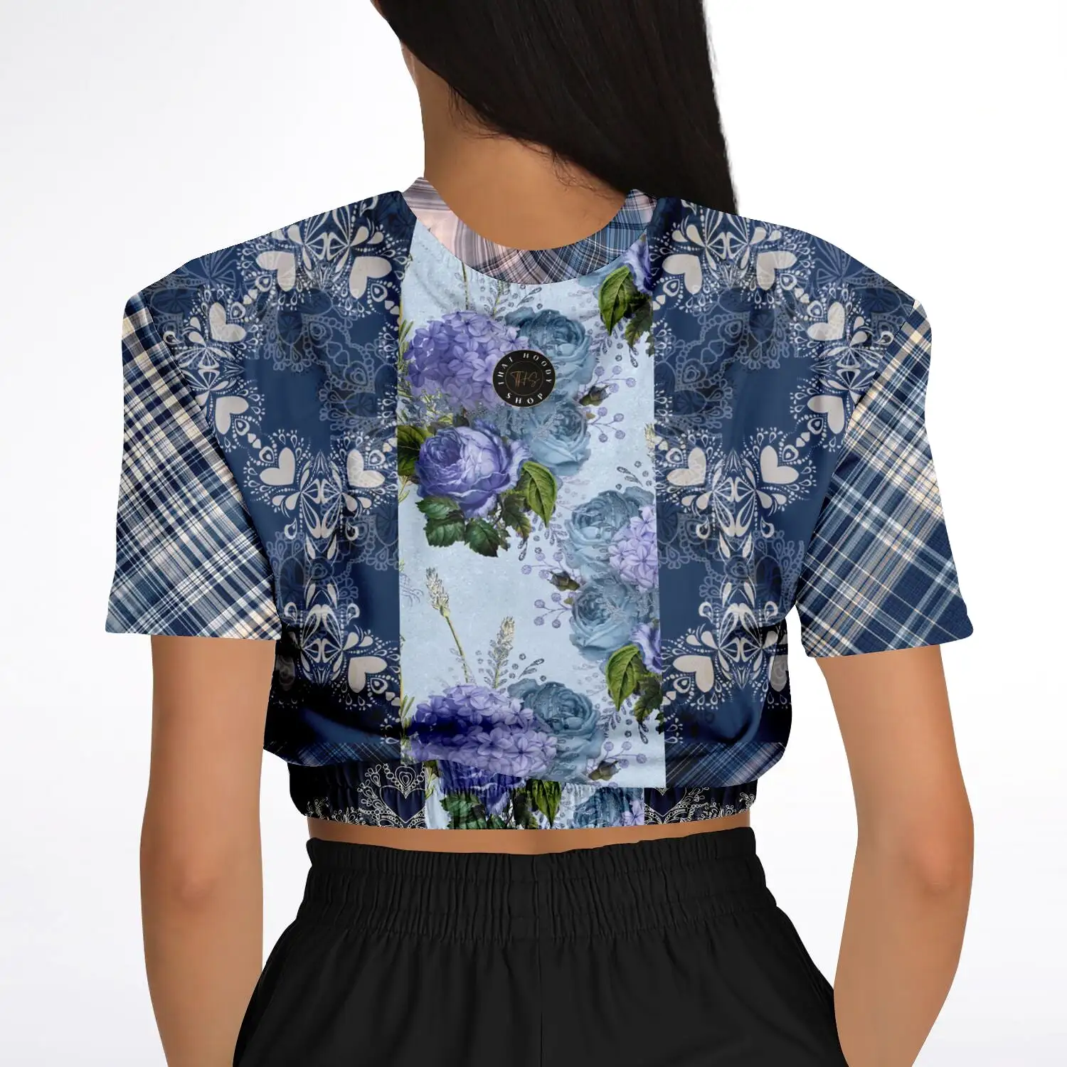 Blue Mystic Short Sleeve Cropped Eco-Poly Sweater