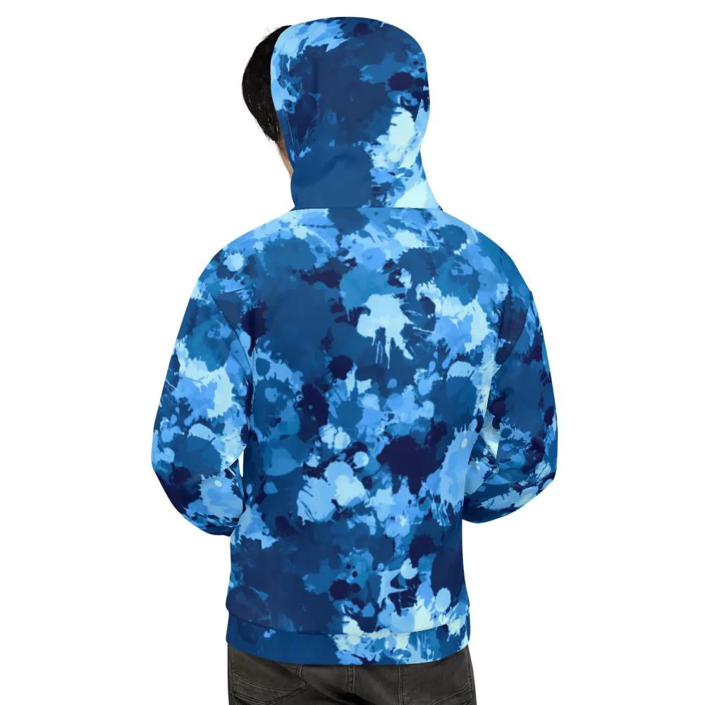 Blue Paint Splatter Pullover Hoodie