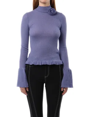 Blumarine Ruffled Trim Knit Sweater