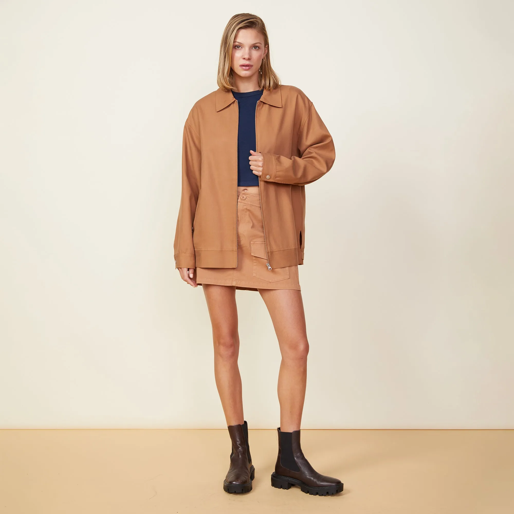 Canvas Oversized Moto Jacket