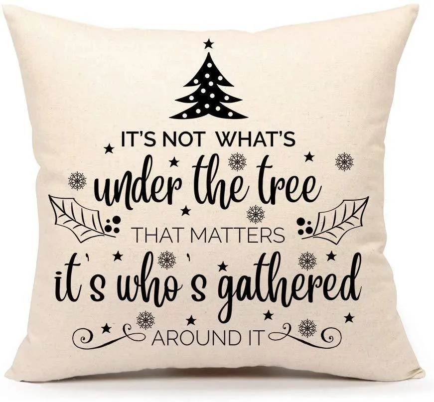 Christmas Funny Quote Farmhouse Throw Pillow Cover Cushion Case for Sofa Couch