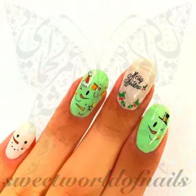 Christmas Nails Snowman Face Nail Stickers