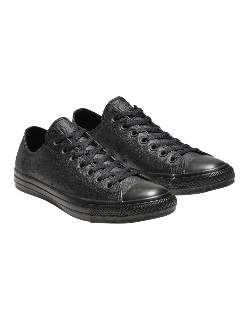 CONVERSE MEN'S CHUCK TAYLOR ALL STAR LOW TOP TRIPLE BLACK LEATHER SHOE