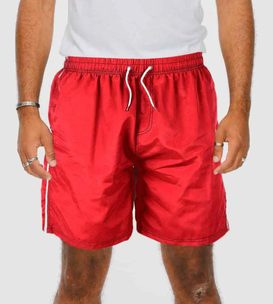 D555 Mens Red Full Length Swim Short (YARROW RED)