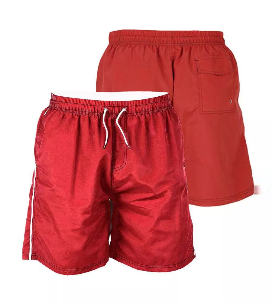 D555 Mens Red Full Length Swim Short (YARROW RED)