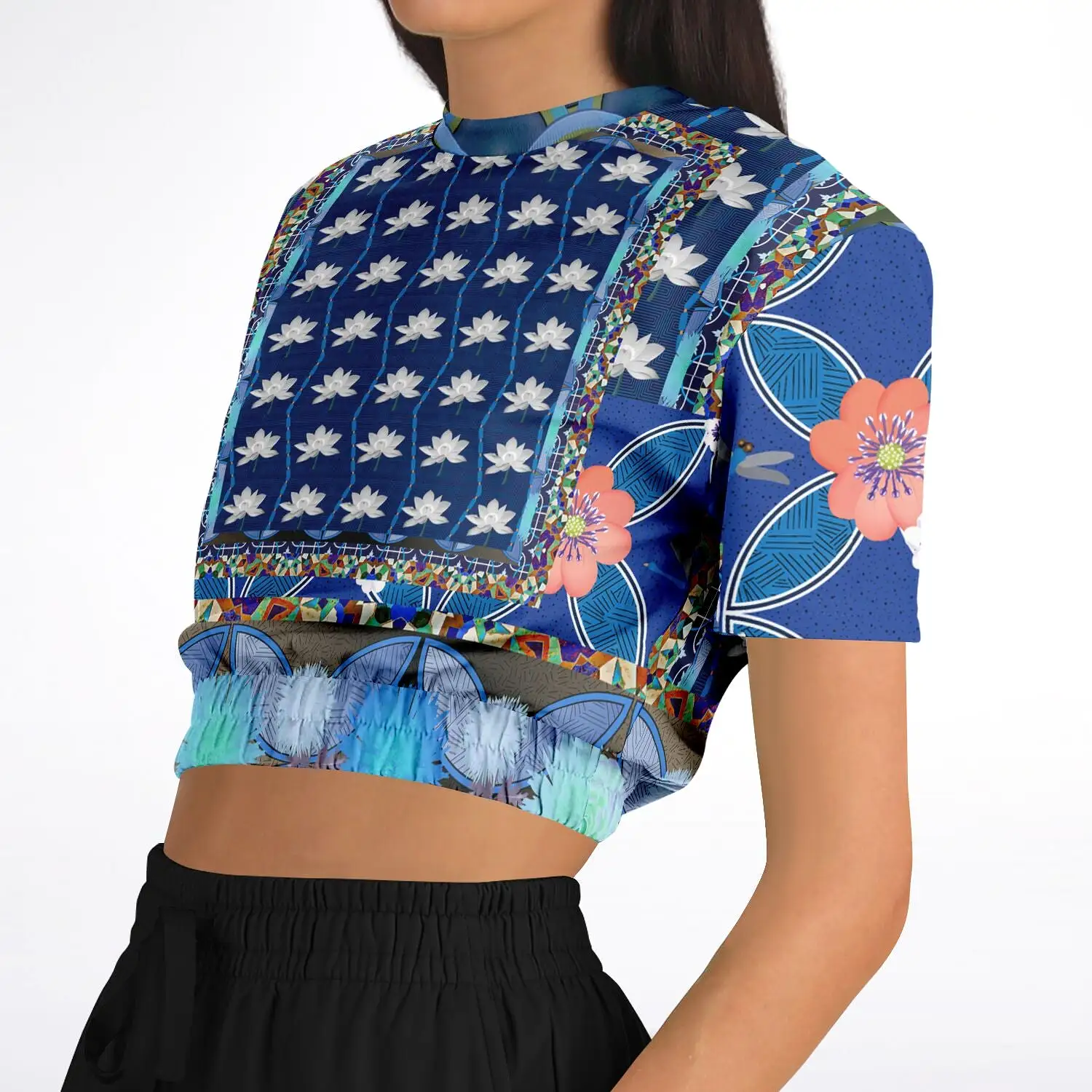 Dahlia Lama Short Sleeve Cropped Eco-Poly Sweater