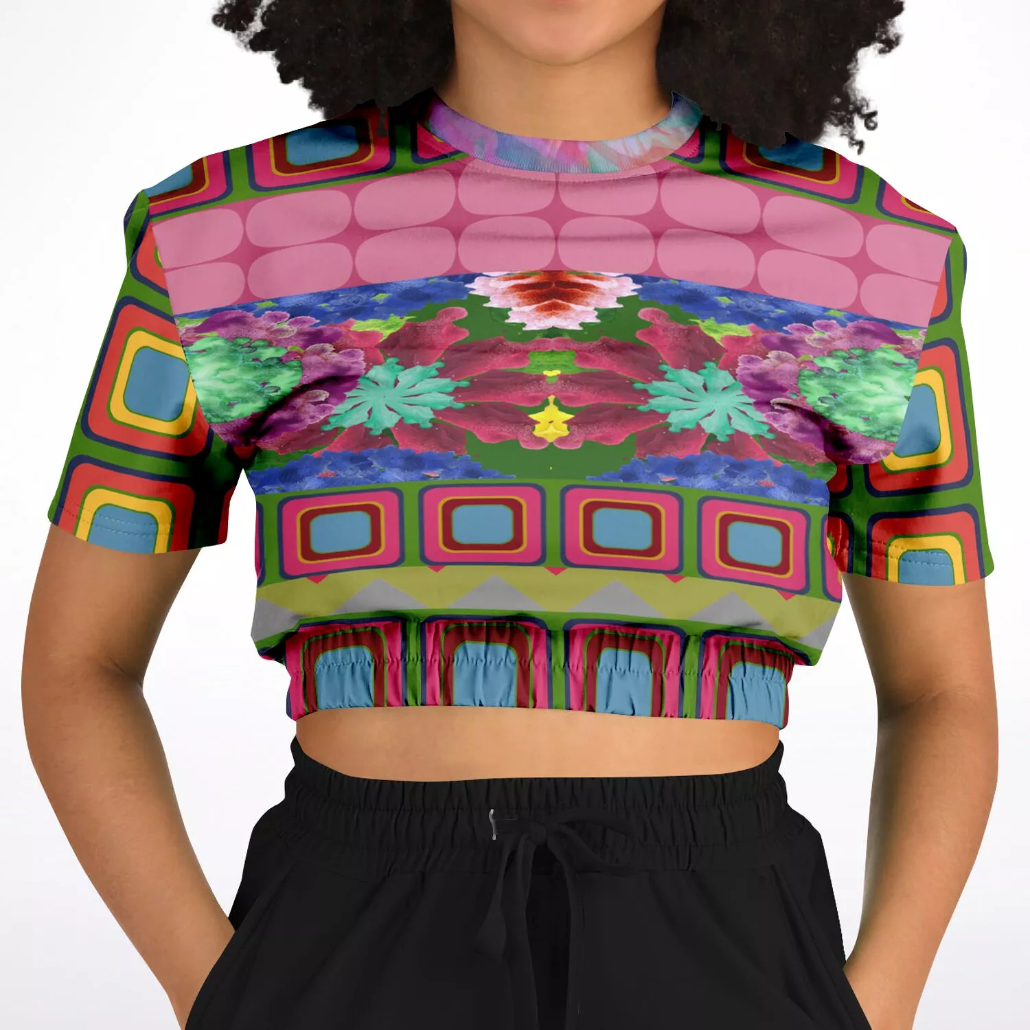 Dayglo Me Short Sleeve Cropped Eco-Poly Sweater