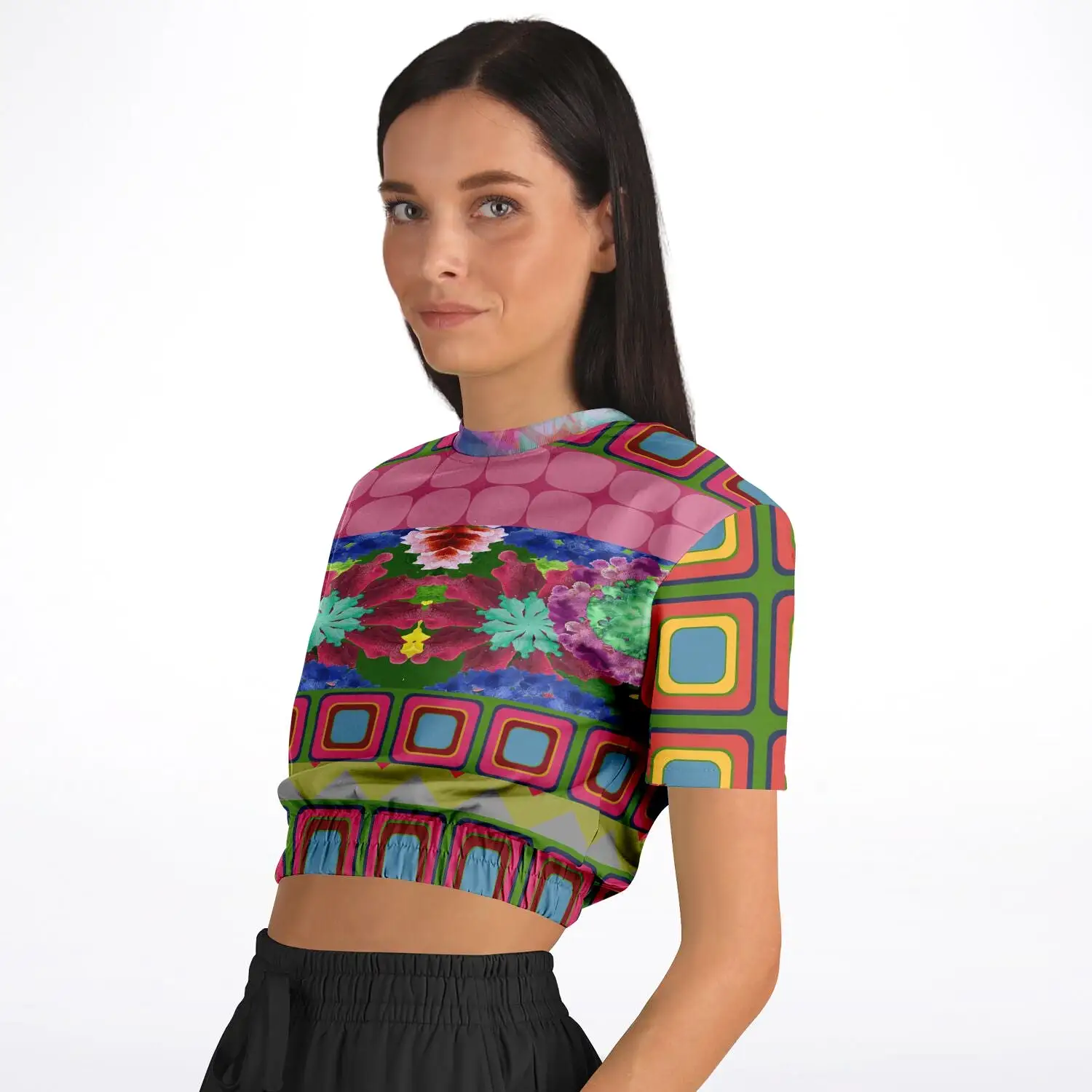 Dayglo Me Short Sleeve Cropped Eco-Poly Sweater