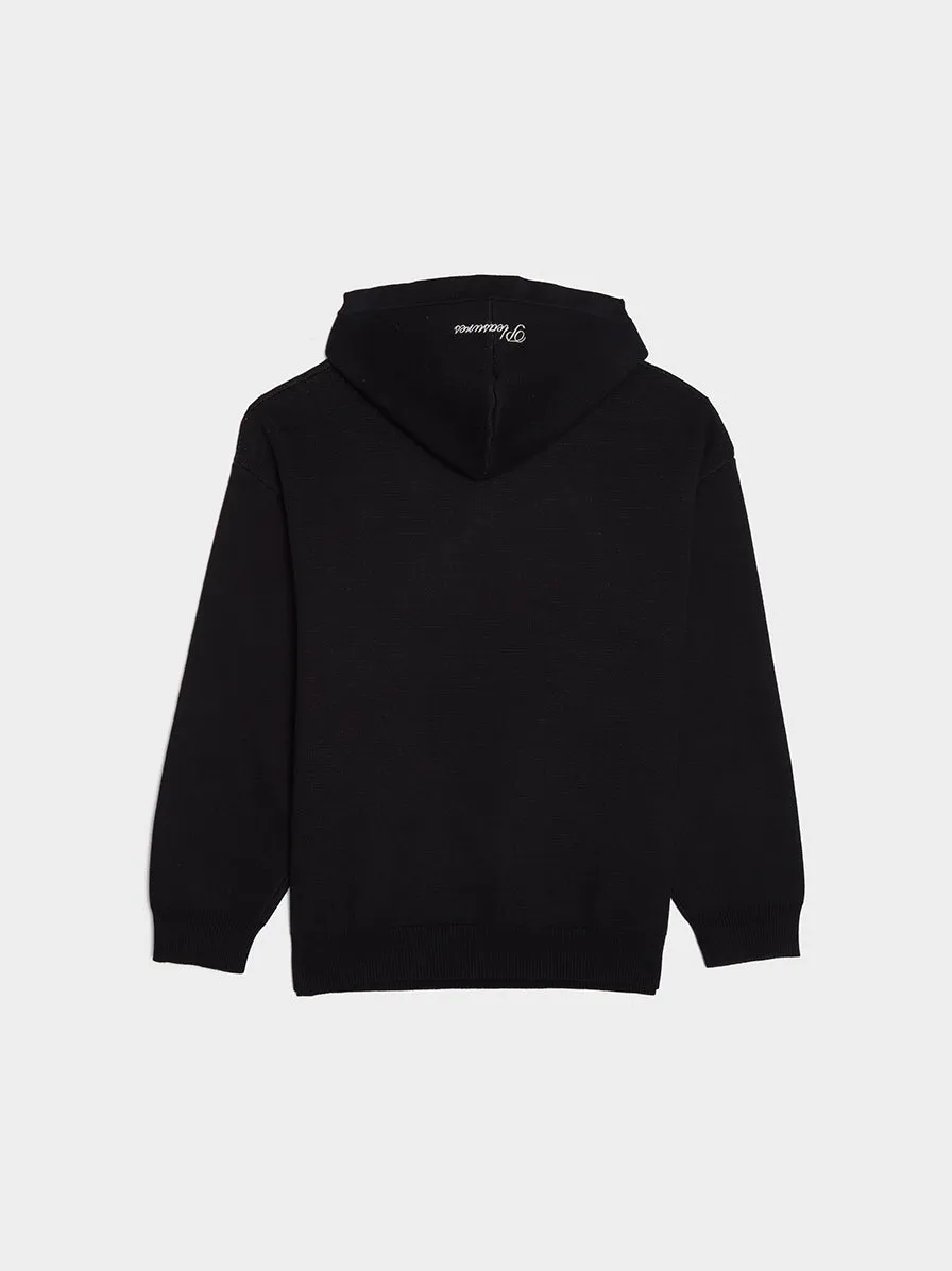 Delivered Jacquard Knit Hoodie, Black