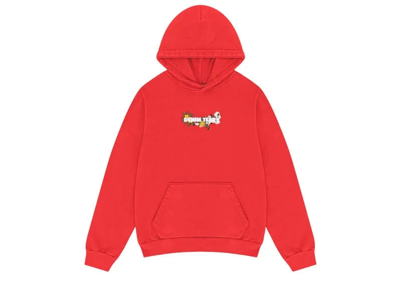 Denim Tears Embroidered Floral Hoodie Red