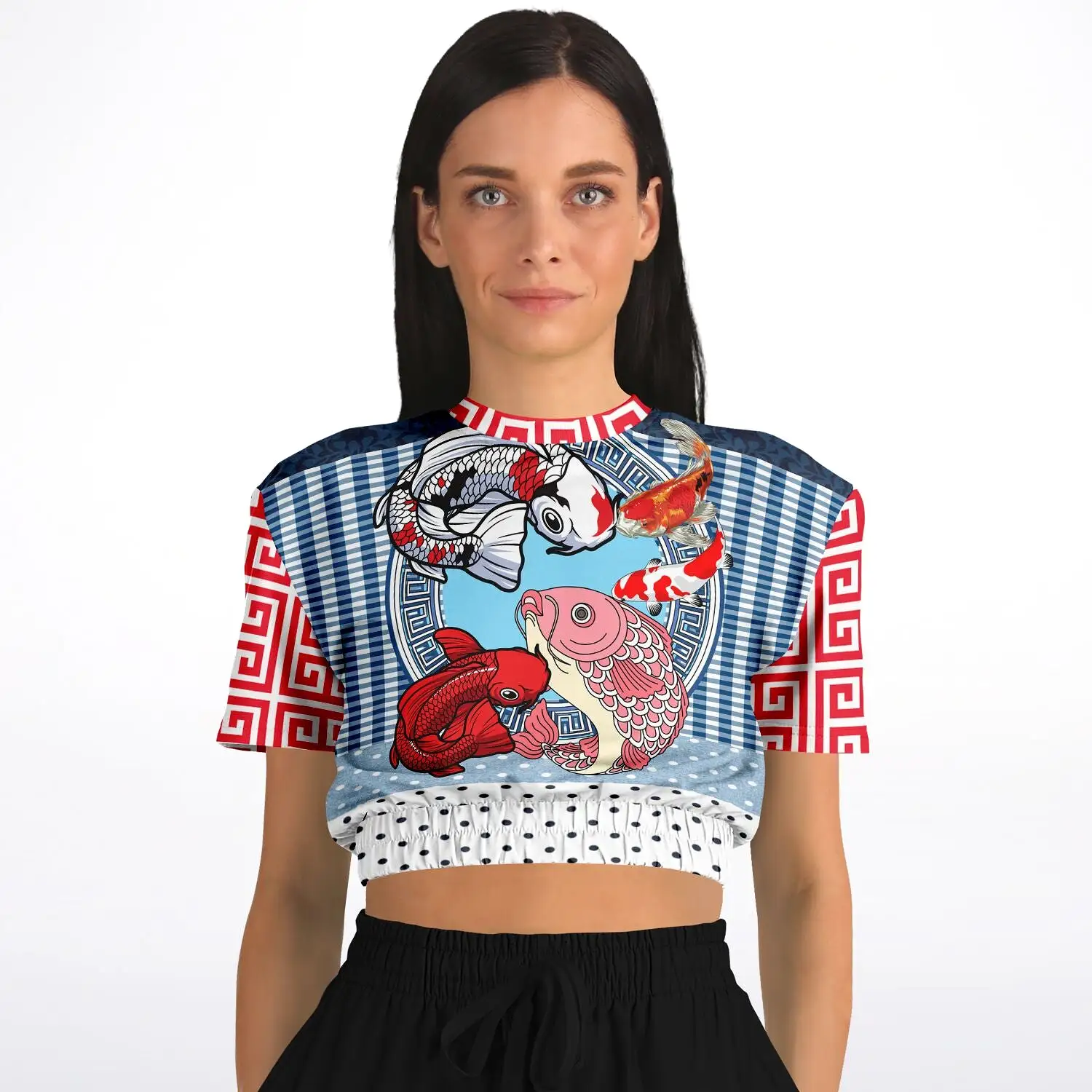 Don't Be Koi Short Sleeve Cropped Eco-Poly Sweater