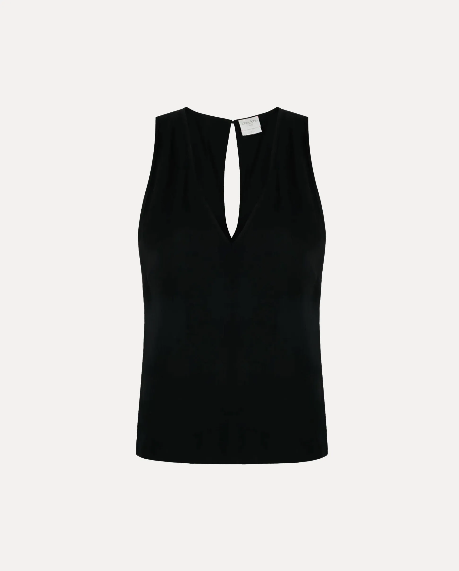 DOUBLE GEORGETTE V NECK TOP / NERO