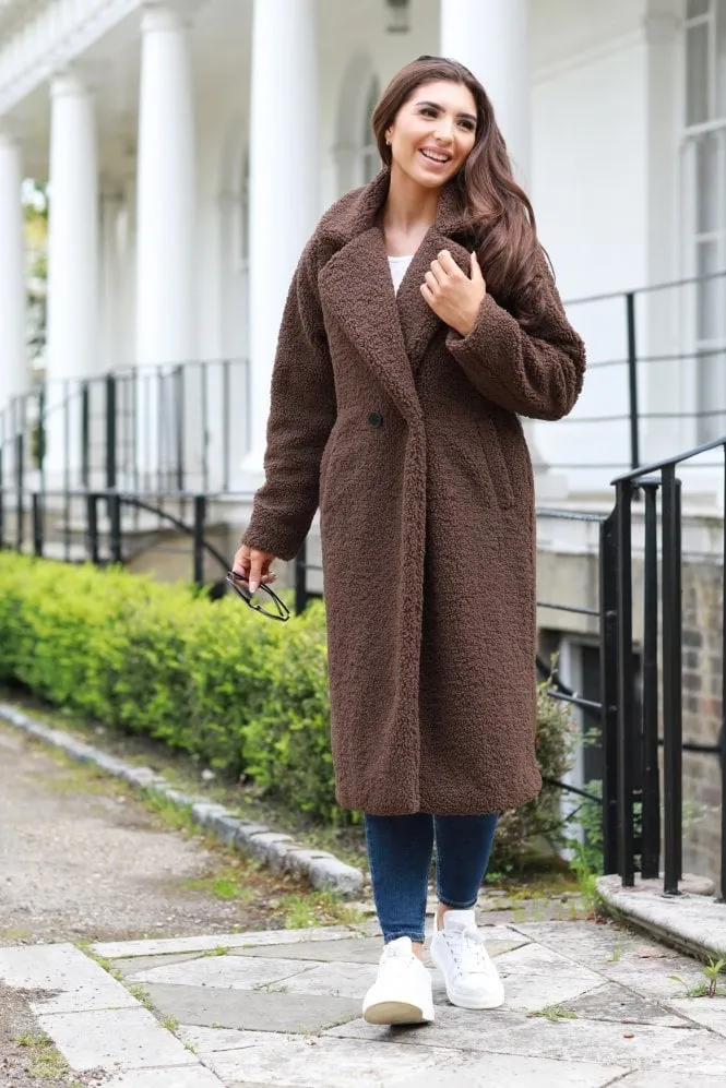 Double Second Brown Longline Fur Teddy Coat