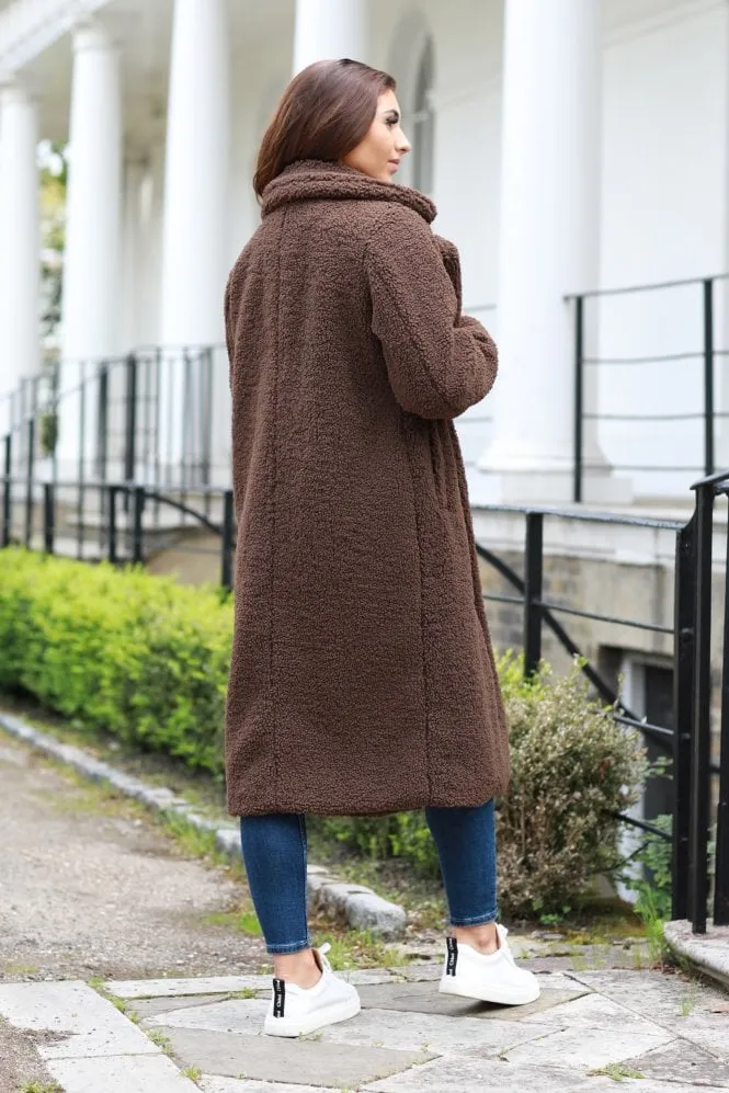 Double Second Brown Longline Fur Teddy Coat