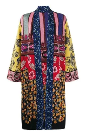 ETRO  |Patchwork Metallic Jacquard-Knit Cardigan Coat