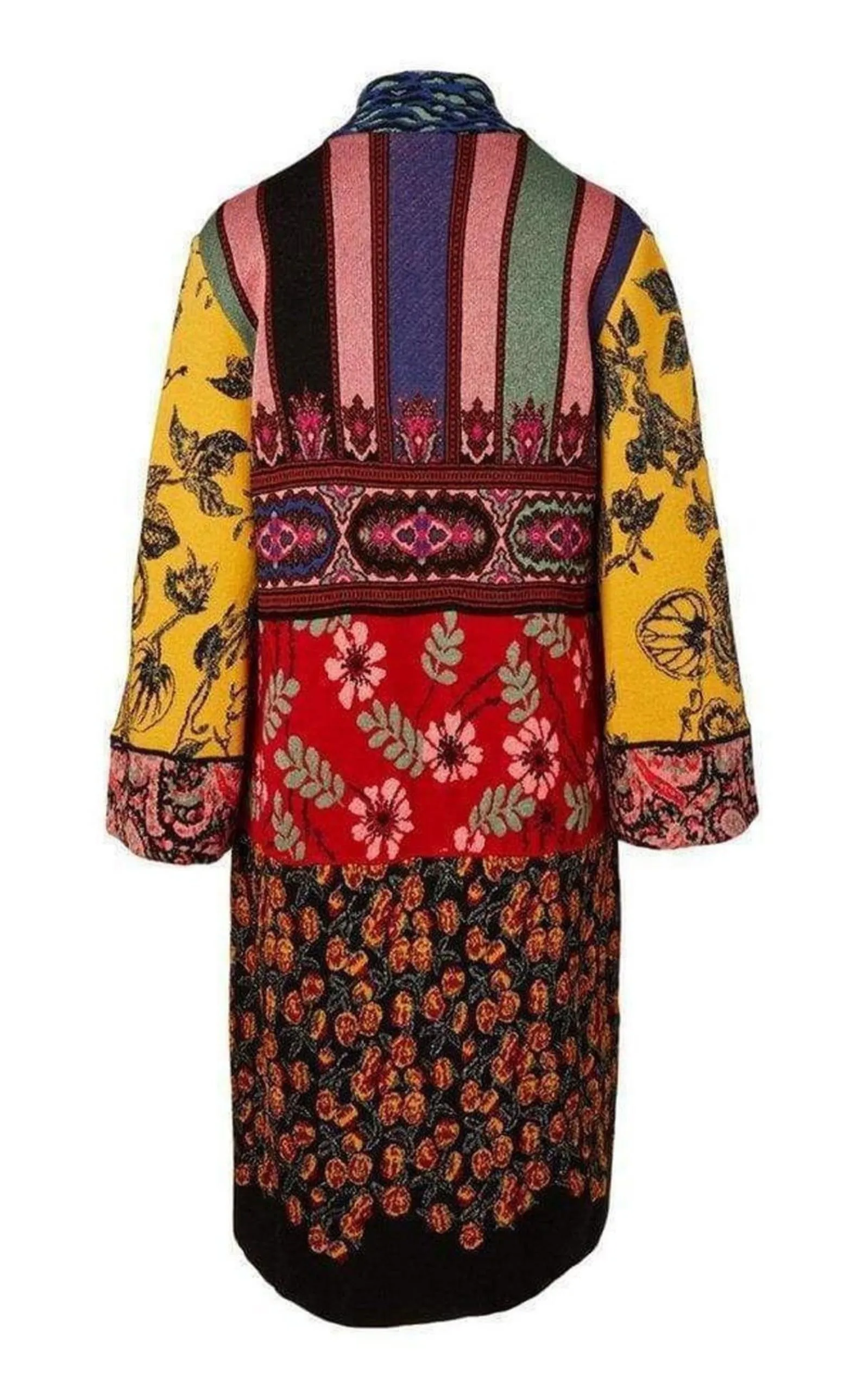 ETRO  |Patchwork Metallic Jacquard-Knit Cardigan Coat