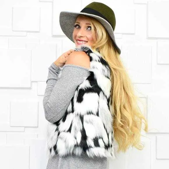 Faux Fur Vest Black & White