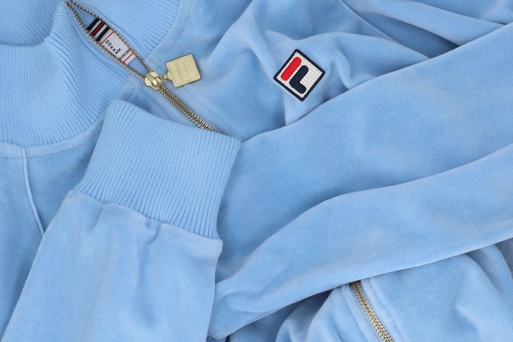 Fila Eddie Velour Hem Ribbed Track Jacket Blue Bell