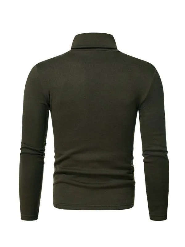 Fleece Pullover Turtleneck Men Sweater