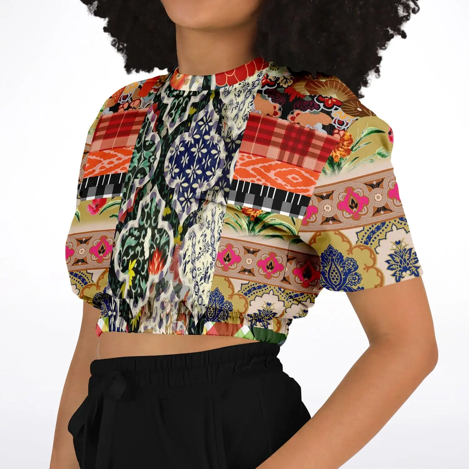 Flowers of Solvang Short Sleeve Cropped Eco-Poly Sweater