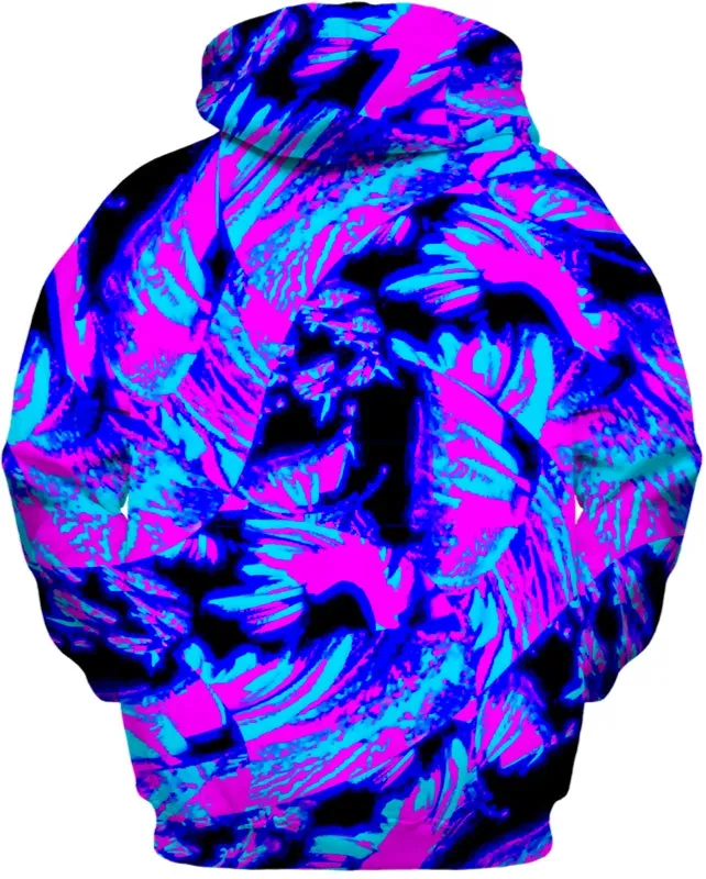 Fluorescent 80s Blacklight Pattern Hoodie