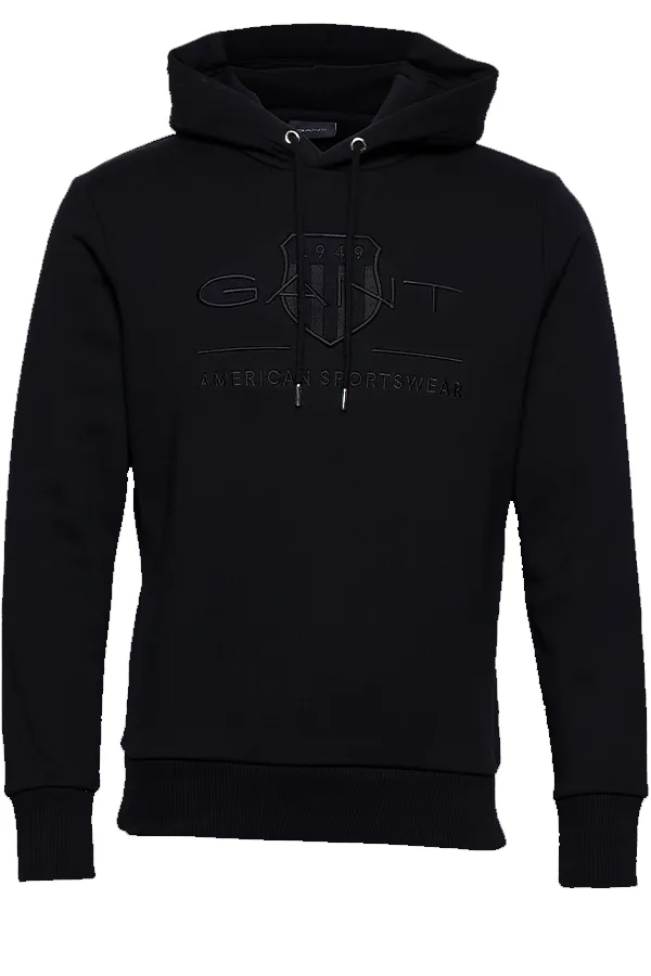 GANT Tonal Shield Hoodie Black