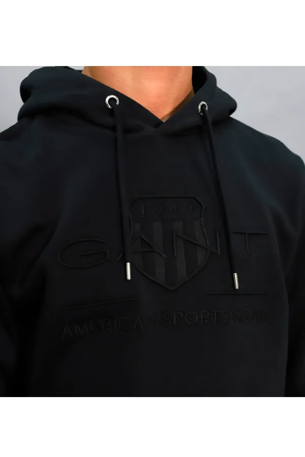 GANT Tonal Shield Hoodie Black