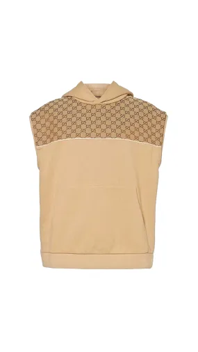 GG Canvas Sleeveless Hoodie - Camel