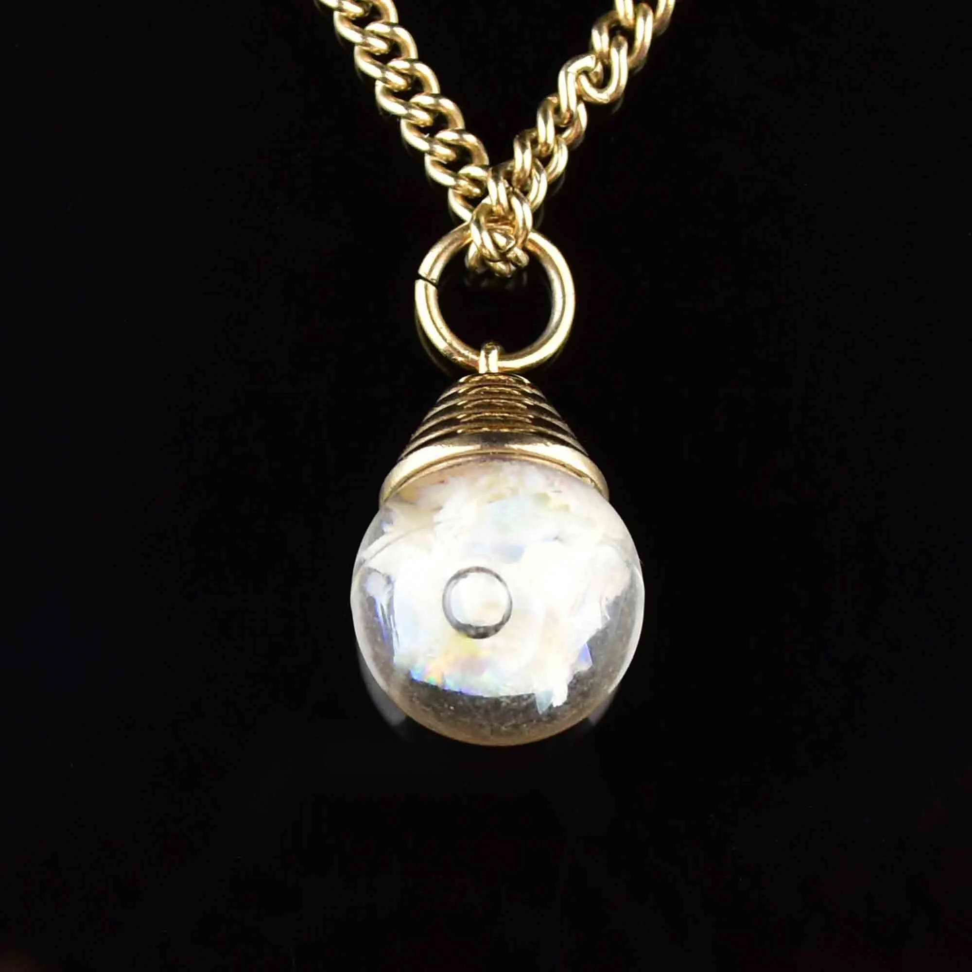 Gold Filled Floating Opal Orb Fob Necklace