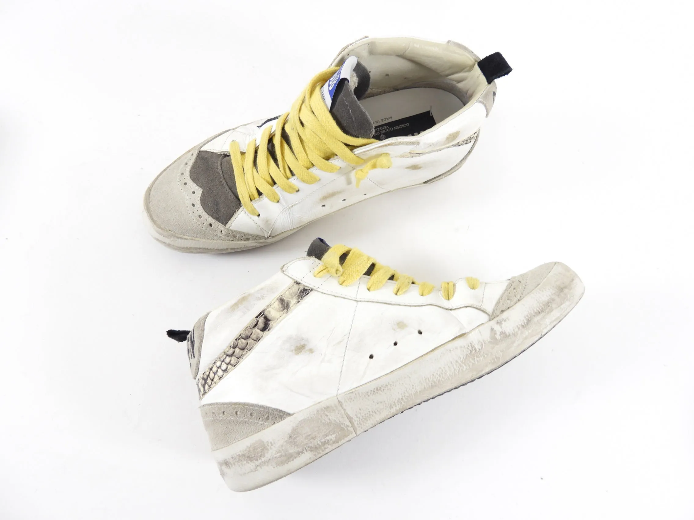 Golden Goose Mid Star White and Yellow Sneakers - 36