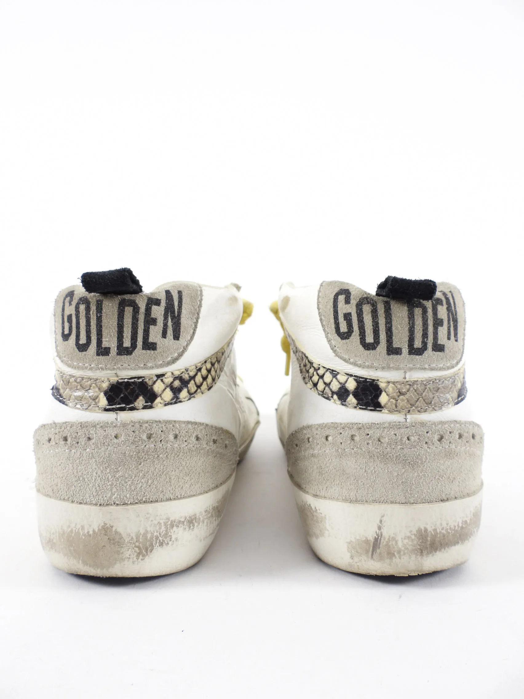 Golden Goose Mid Star White and Yellow Sneakers - 36