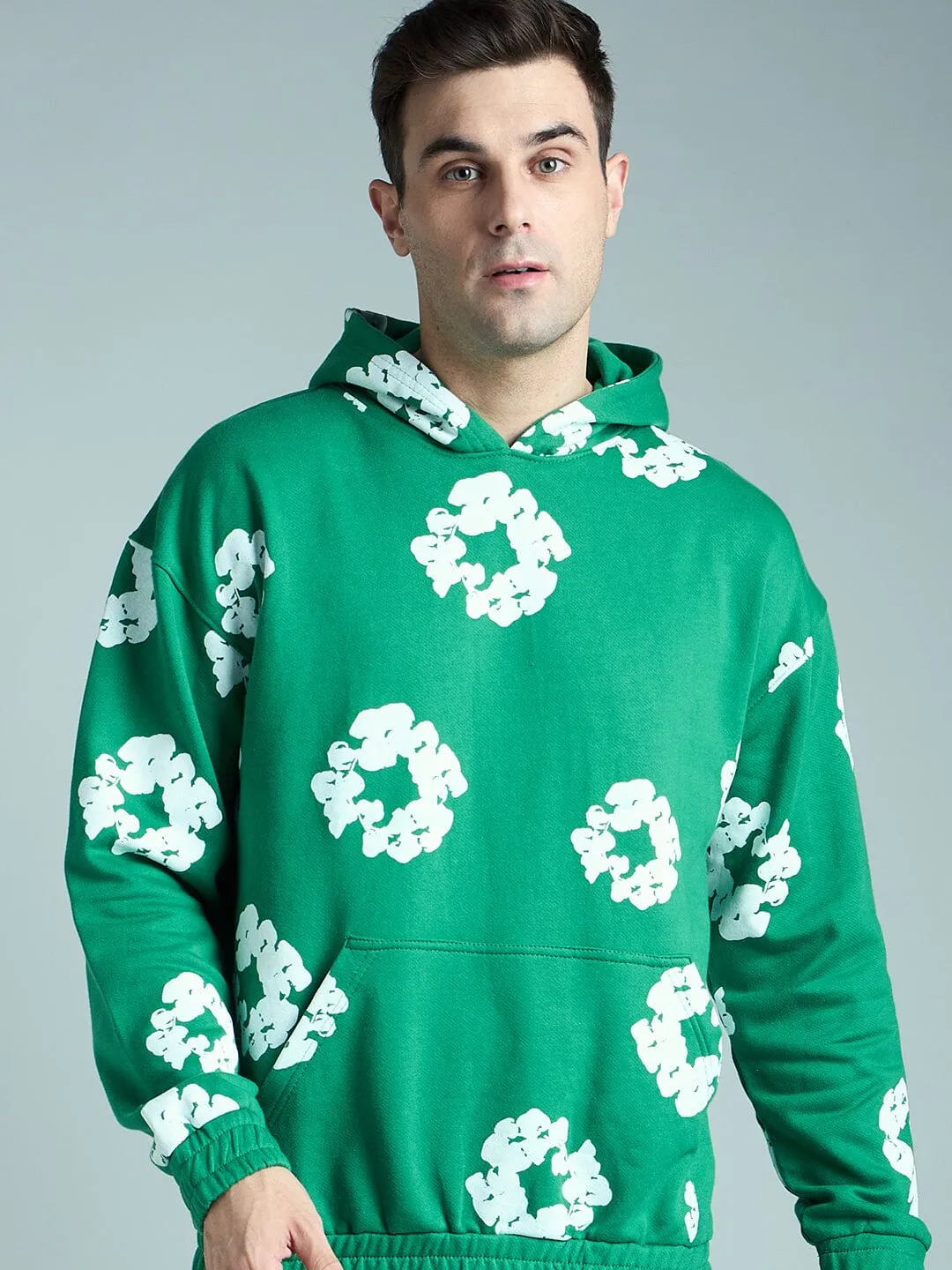 Green Floral Oversized Hoodie