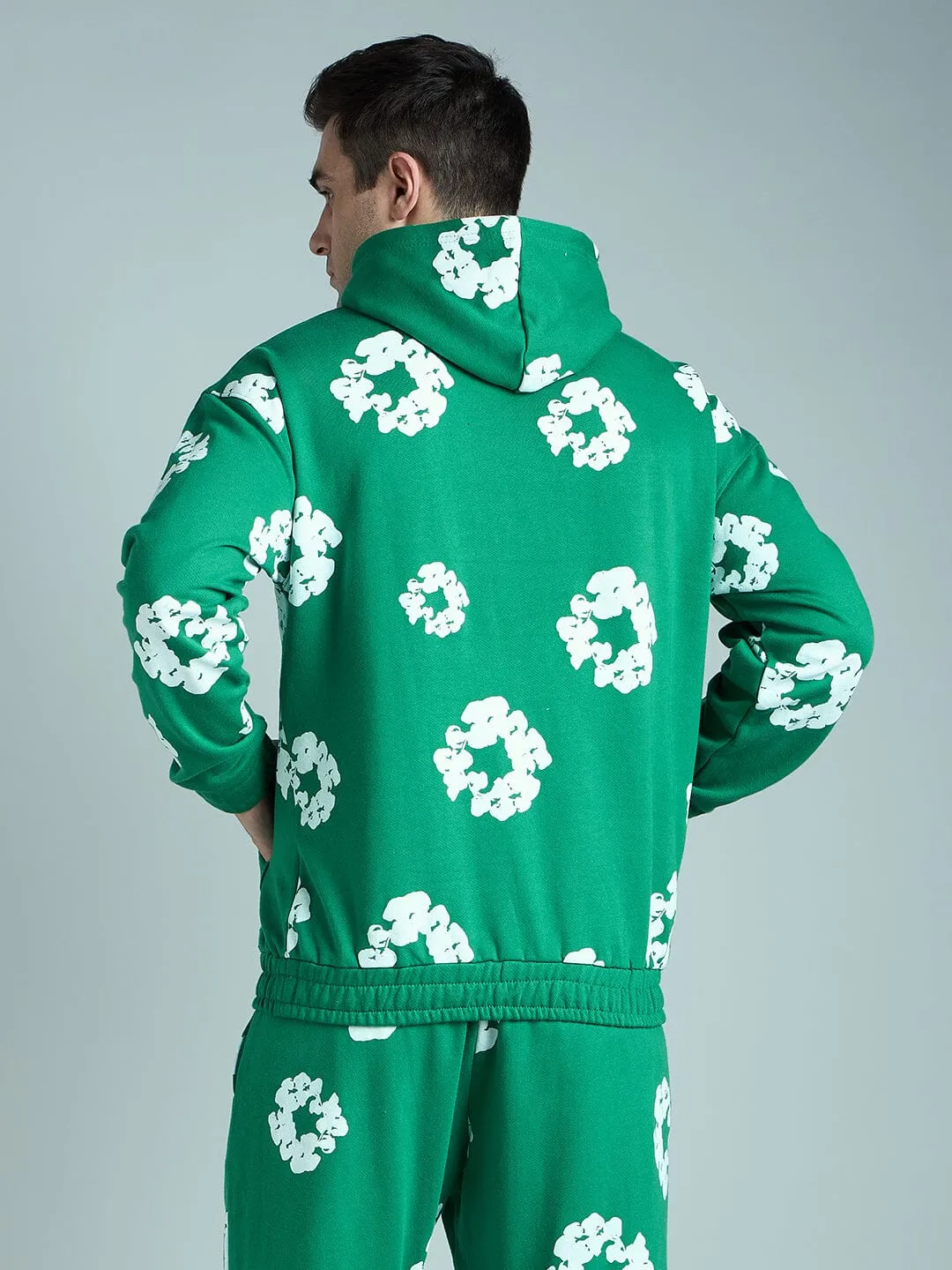 Green Floral Oversized Hoodie