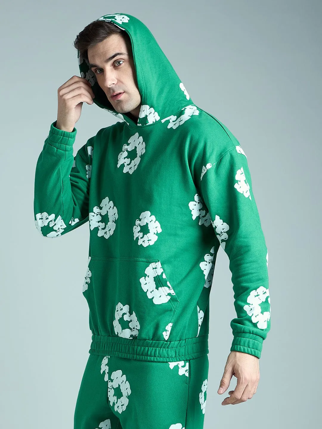 Green Floral Oversized Hoodie