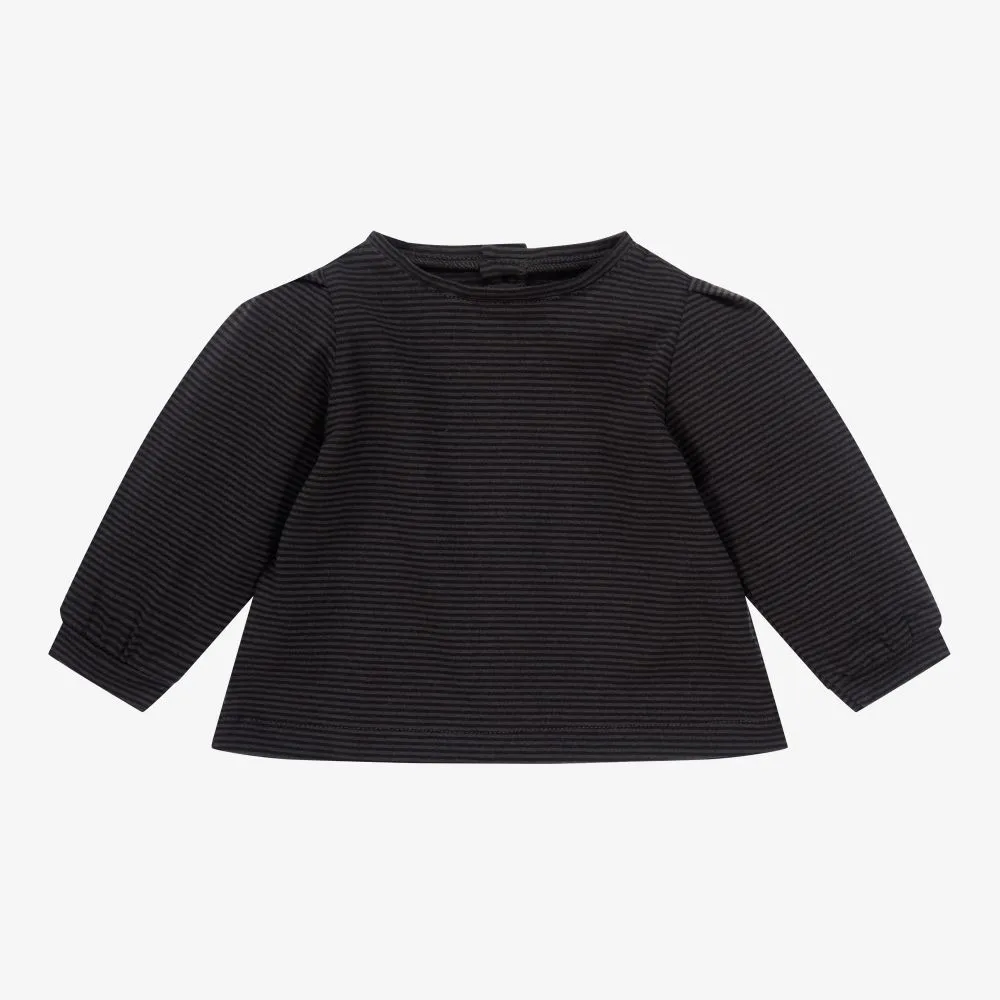 Grey & Black Striped Baby Top