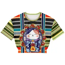 Happy Tequila Sunrise Short Sleeve Cropped Eco-Poly Sweater