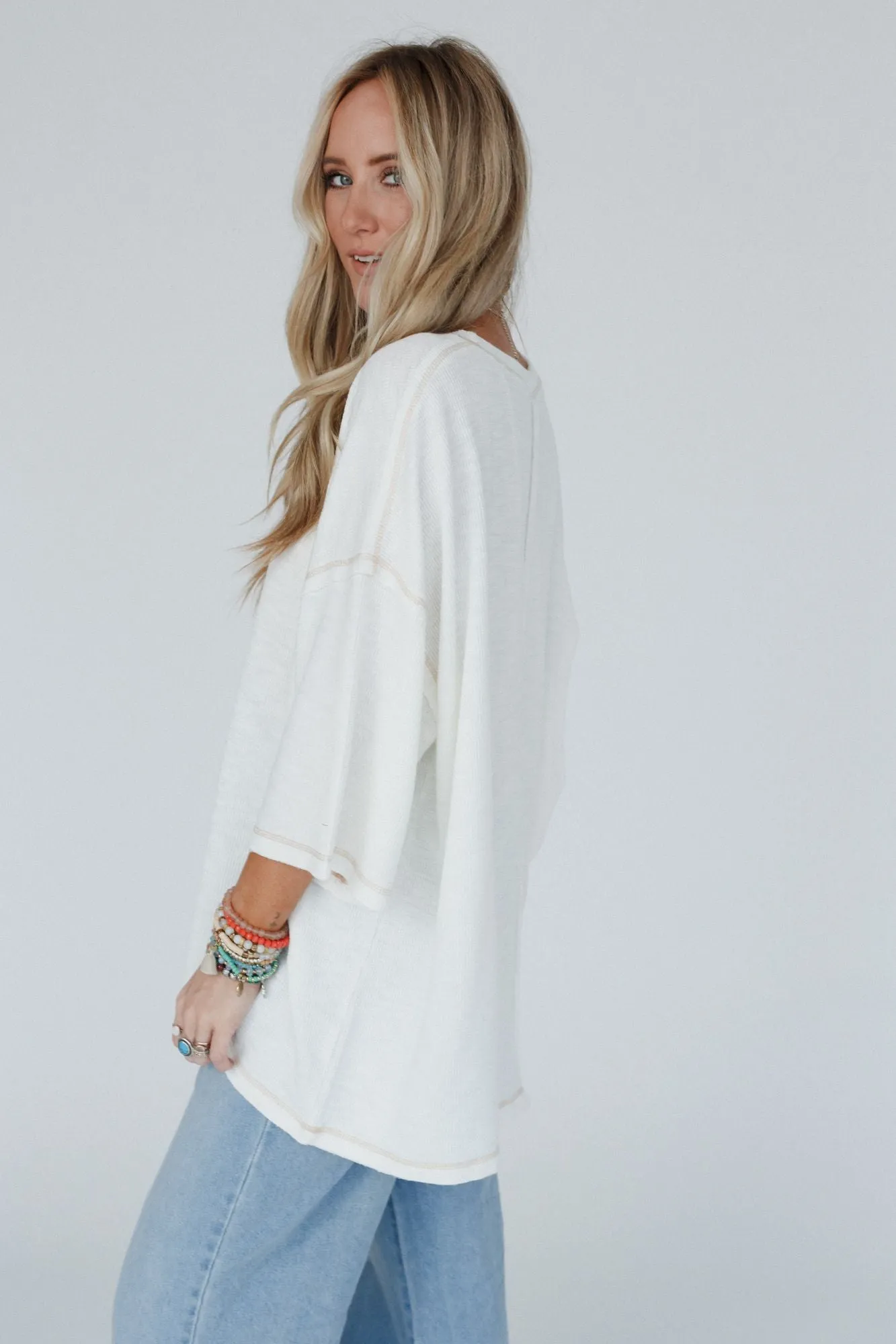 Heavens Hug Oversized Ribbed Top - Ivory