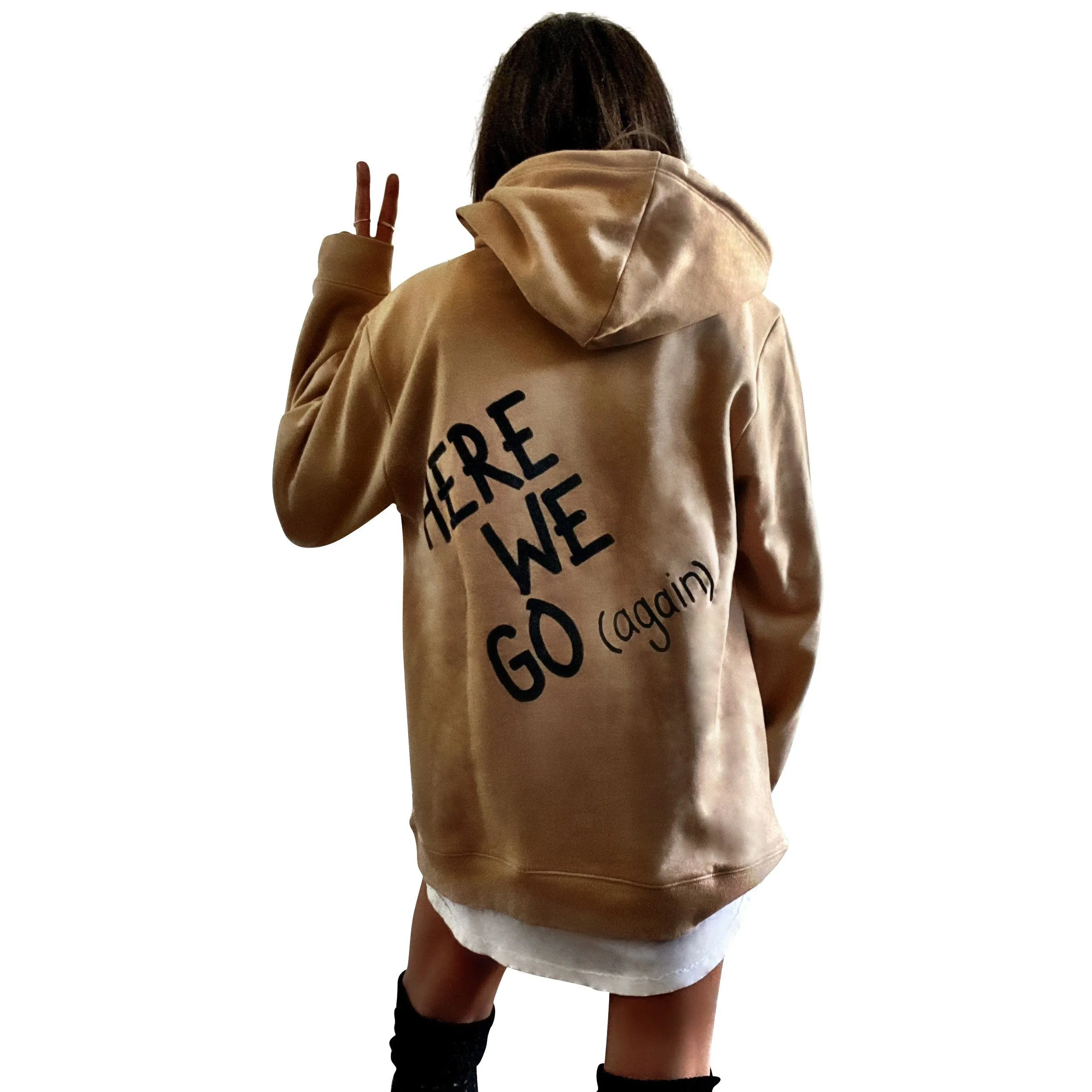 'HERE WE GO' PAINTED HOODIE