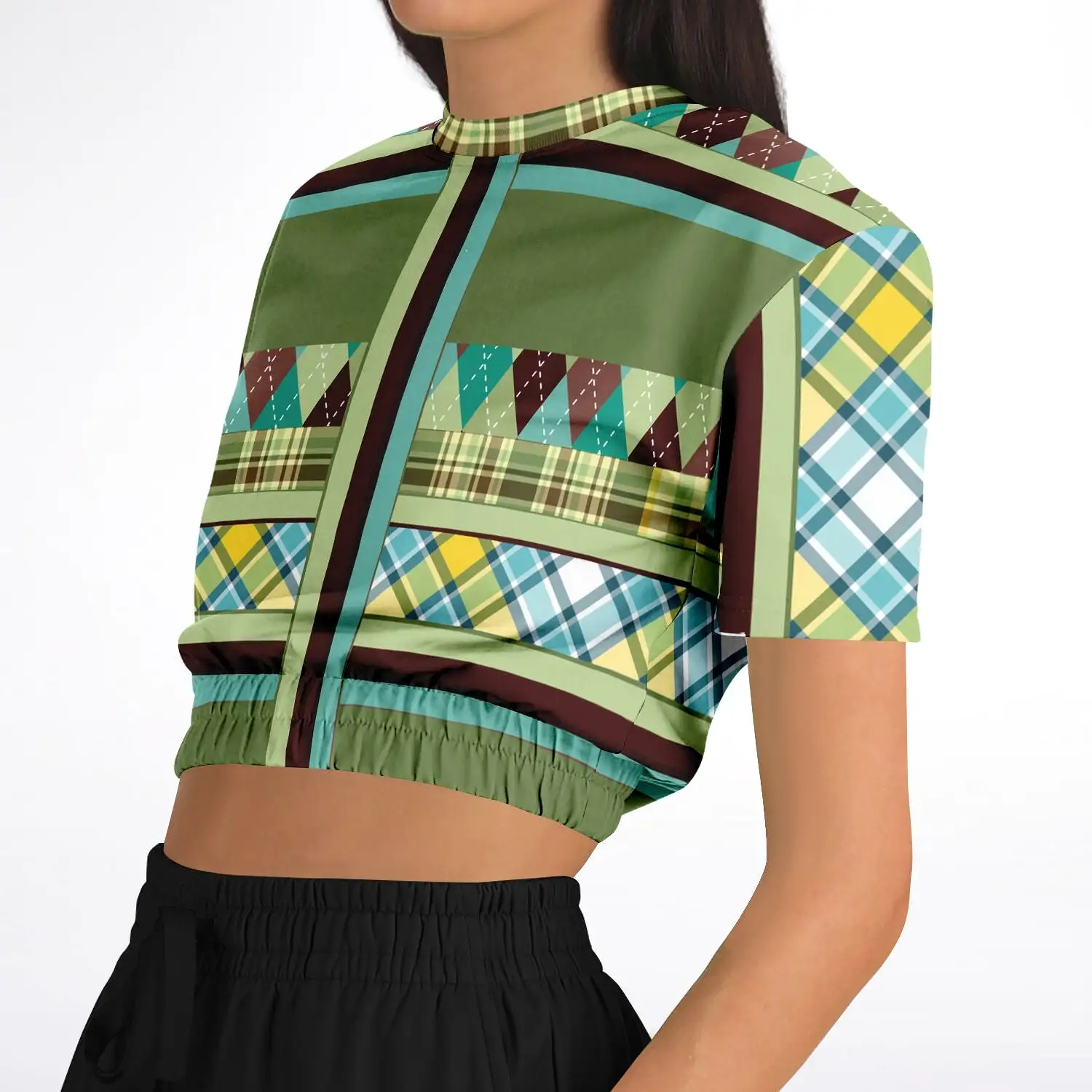 Hypnotic Zen Short Sleeve Cropped Eco-Poly Sweater