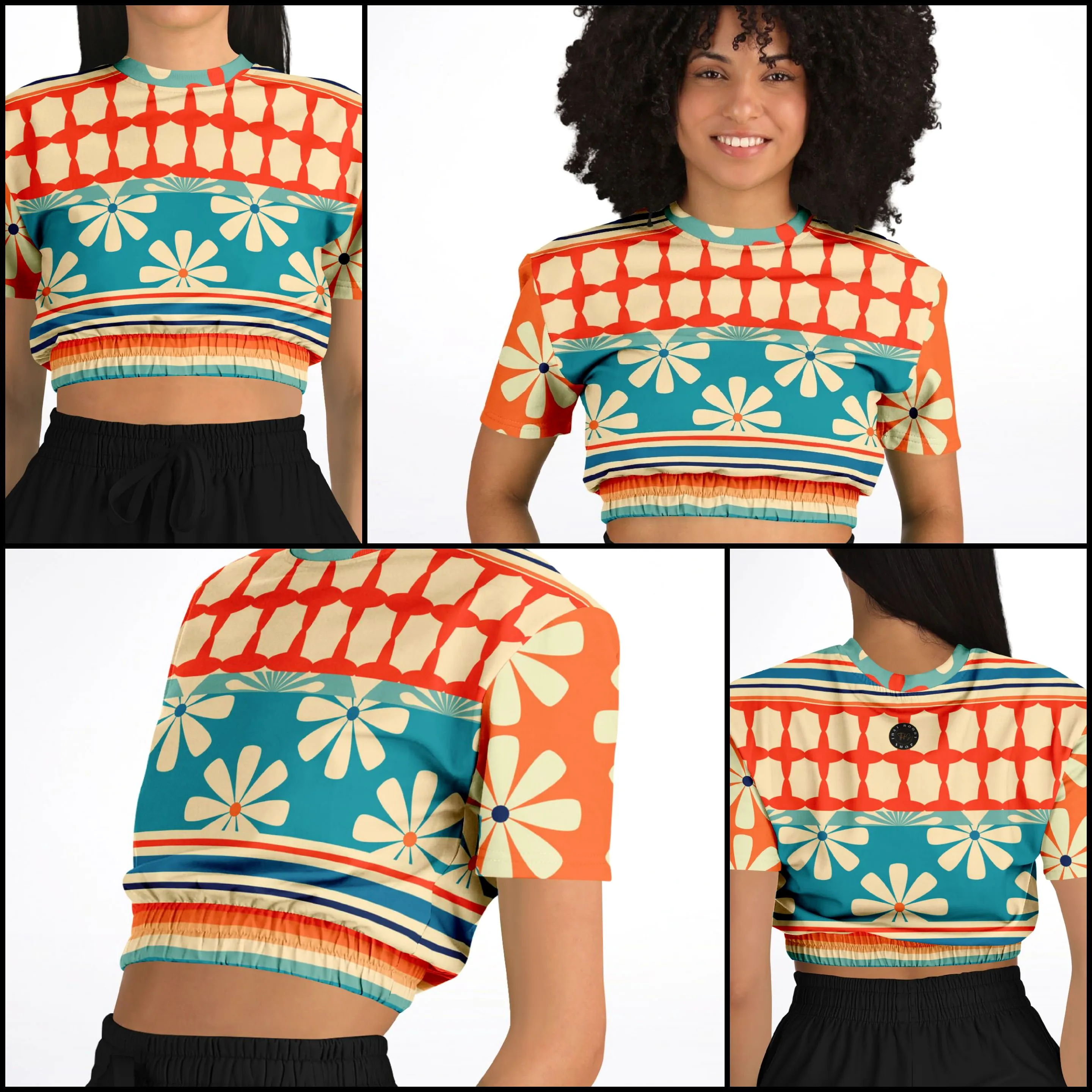 Ima Wallflower Short Sleeve Cropped Eco-Poly Sweater