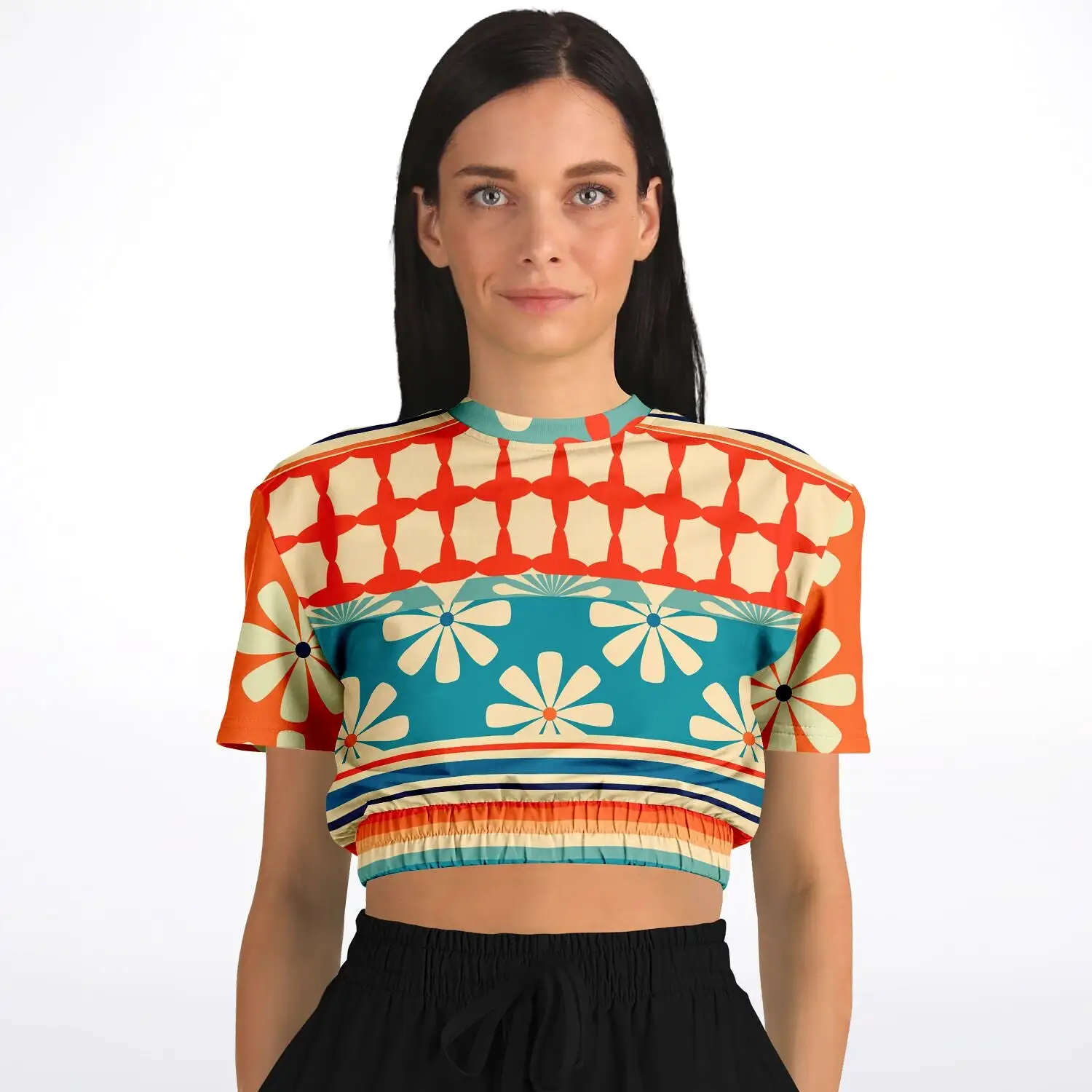 Ima Wallflower Short Sleeve Cropped Eco-Poly Sweater